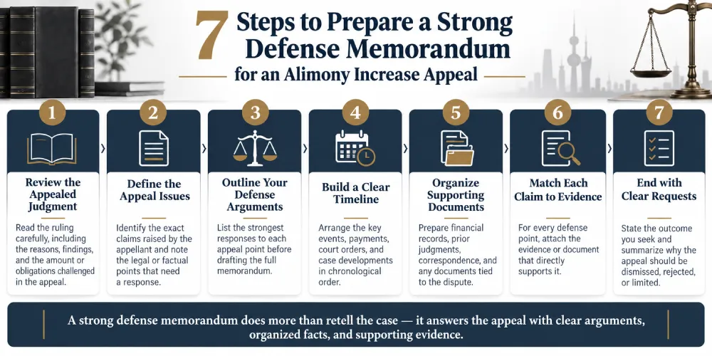 7 Steps for Preparing a Defense Memorandum in an Appeal Against an Increase in Alimony in Kuwait