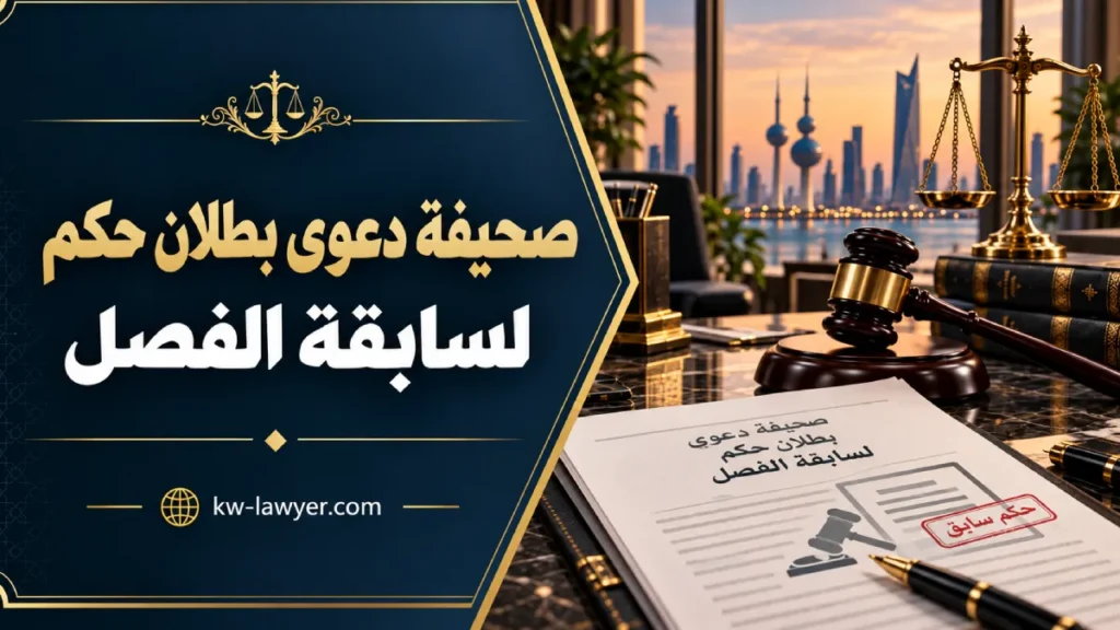 صحيفة دعوى بطلان حكم لسابقة الفصل في الكويت: متى تنطبق وكيف تُصاغ؟
